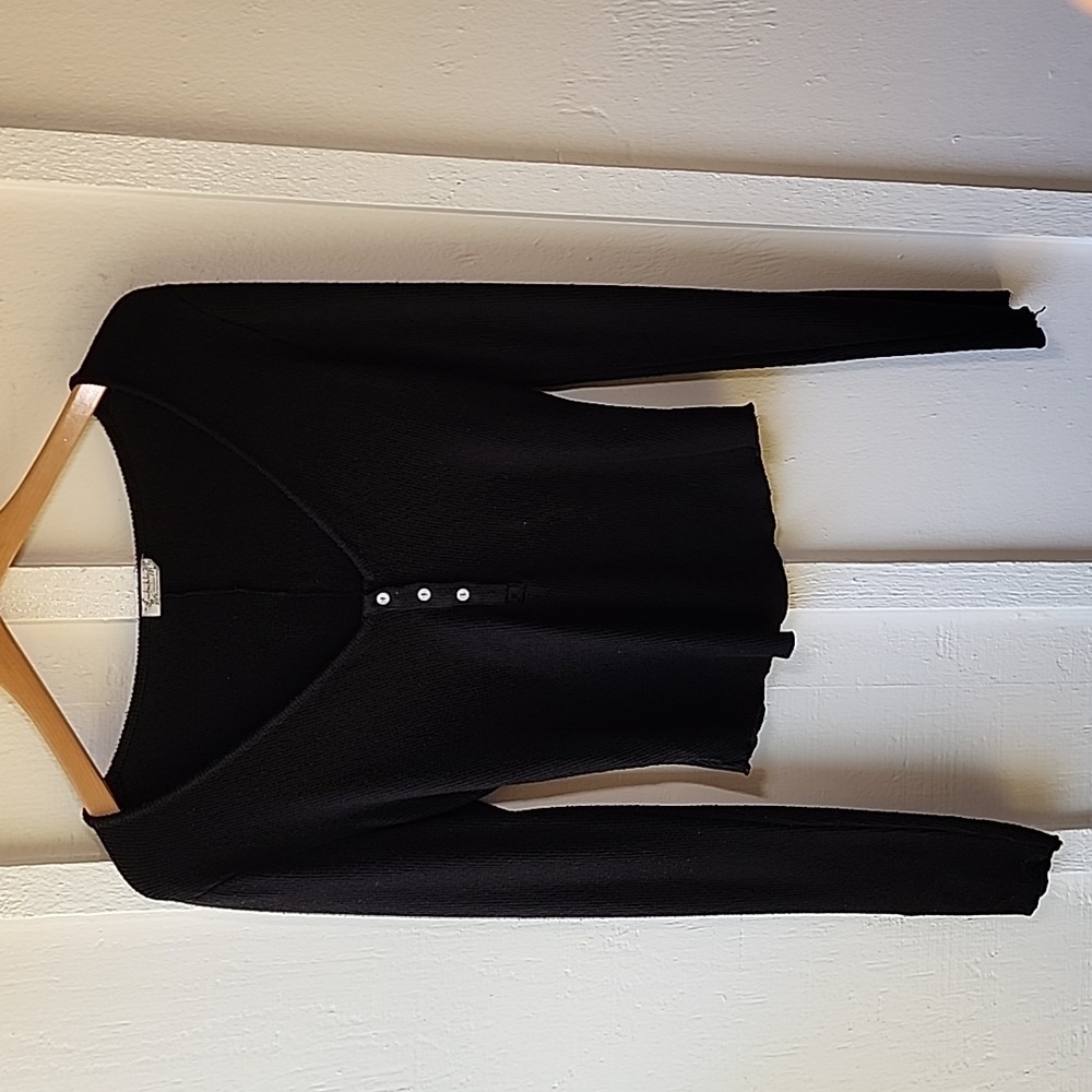 Free People Cropped Long-sleeve Henley Top Size Small